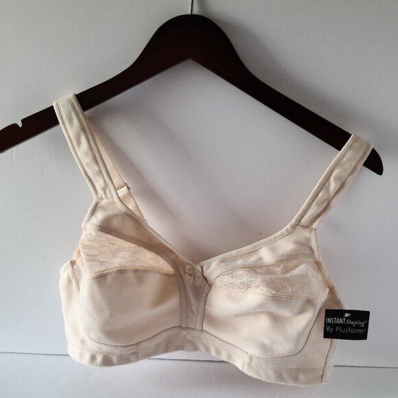 PLUSFORM 100% COTTON COMFORT BRA FULL COVERAGE WIRE FREE STYLE 16041/ 38B Beige - Picture 3 of 10